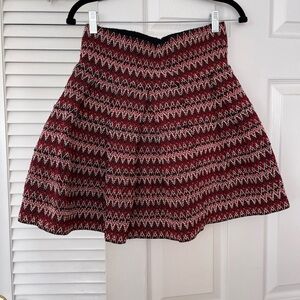 H&M A-Line Skirt - Red and Black Zigzag